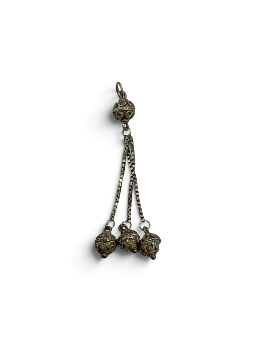 Antique Edwardian Sterling Silver Filigree Watch Fob Tassel Charm Pendant 2.25”